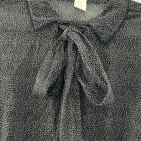 J.Crew Collection 100% Silk Bow Tie Blouse Black White Dot Women’s Size 4 Twee - Picture 2 of 6